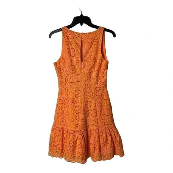1407. MINKPINK HUXTON MINI COTTON DRESS ORANGE IN COLOR SIZE MEDIUM EYELET LACE - Picture 8 of 11